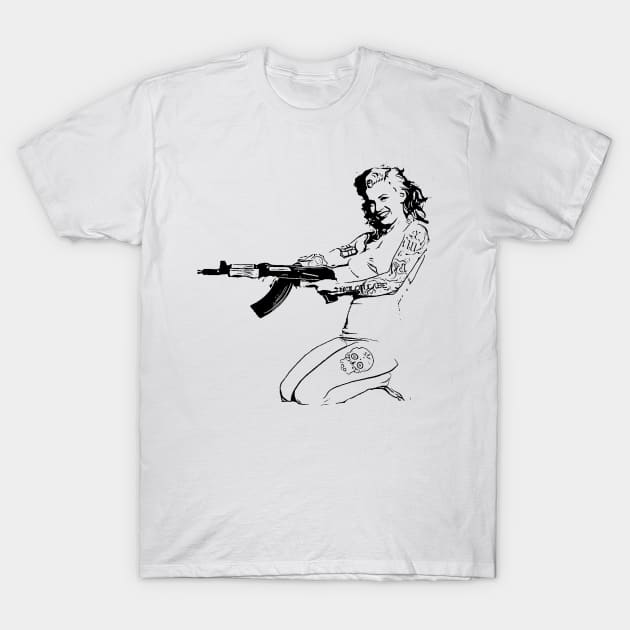 Pin up Girl Shooter T-Shirt by bakerjrae